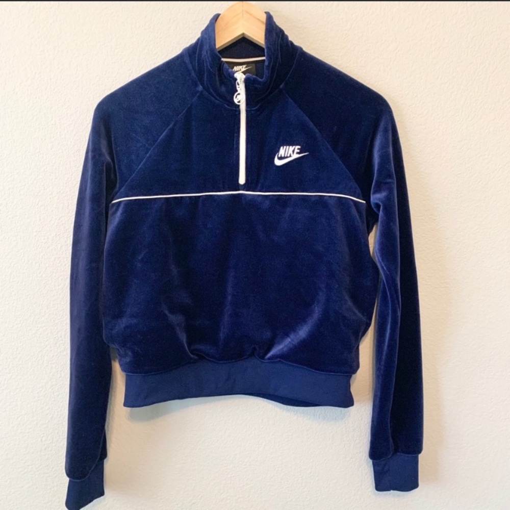 Nike velvet cropped zip up